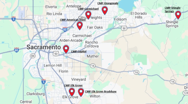 map of all cmp campuses with sites labeled.